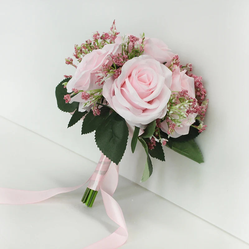 Lovegrace Bride Rose Bouquet Wedding Supplies Bridesmaid Rose Baby's Breath Bouquet Flower Arrangement DIY Home Party Prom Decor
