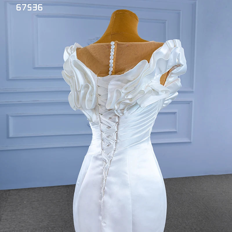 Rsm67536 Vestido De Noiva Elegant Casual Dresses White Stain Long Sleeve Princesses Bridal Gowns Wedding Dresses