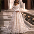 2024 Custom Bride Wedding Dresses Vestido De Novia Lace White Long Sleeves Plus Size African Ball Gown Wedding Dress Bridal Gown