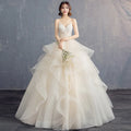 Custom 2022  New Summer Wedding Dress Sexy V Neck Ball Gowns Spaghetti Straps Tulle Prom Bridal Dress