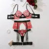 Luxury Lingerie Erotic Outfit Lace Sexy Ladies Underwear Suspender Set Romantic Hot Bilizna Fancy See-through Outfits 4 PCS