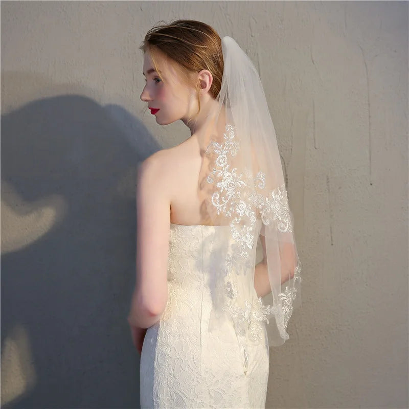 Hot Sell Women Short Tulle Wedding Bridal Veil Lace Women Wedding Veil