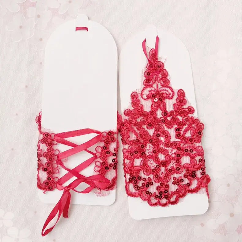 2020 Best-Selling Wedding Gloves Bride Gloves Fingerless Children's Lace Gloves Women White/Red Lace Gloves