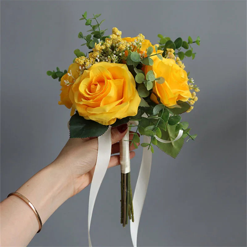 Lovegrace Bride Rose Bouquet Wedding Supplies Bridesmaid Rose Baby's Breath Bouquet Flower Arrangement DIY Home Party Prom Decor
