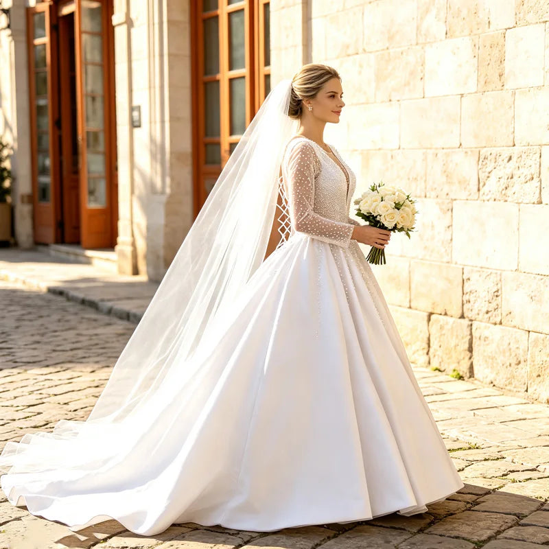 Summer Fashion White Bridal Gowns New High-End Luxury Rhinestone Trailing Formal Dress Women's Wedding Dress