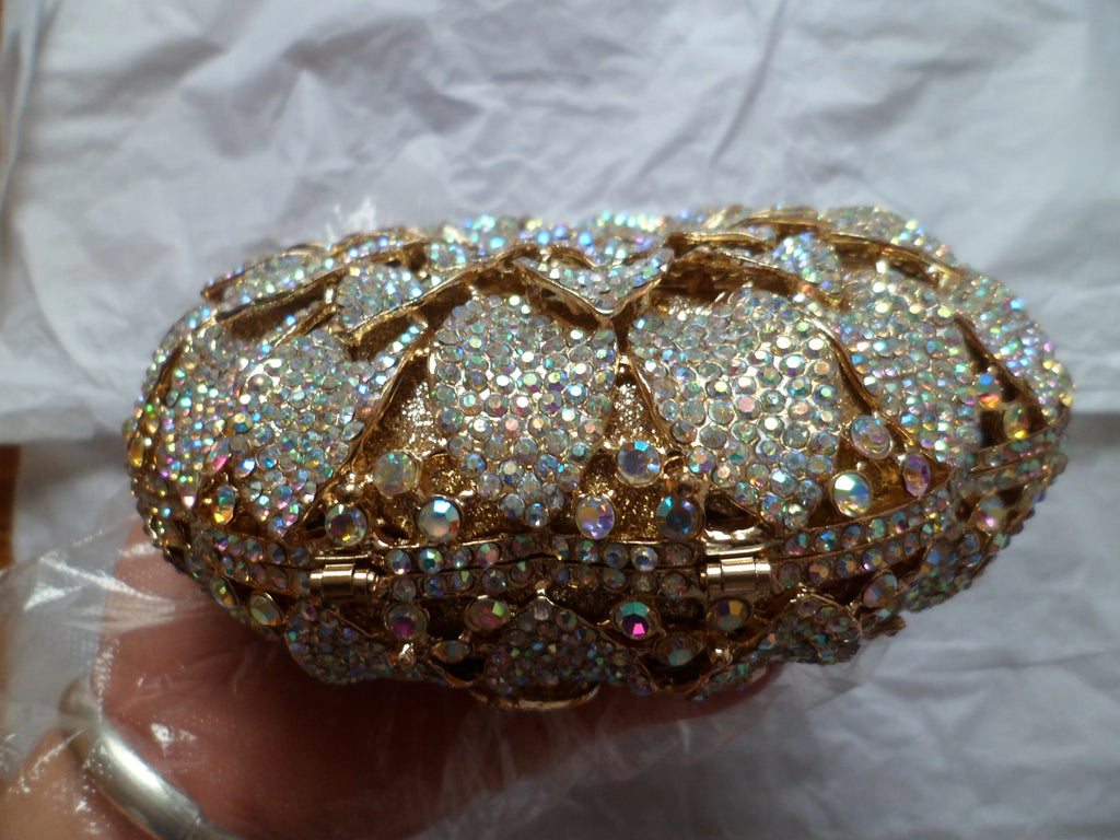 Gold/Yellow Sunflower Clutch Crystal Round Evening Bags Women Wedding Purse Bridal Bags Party Dazzling Diamond Handbags Minaudie