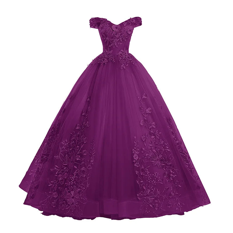 S 147A Evening Dress Long Style New Lace Beaded White Mesh Tulle Tutu Dress Slim Back Straps Bridal Wedding Dress
