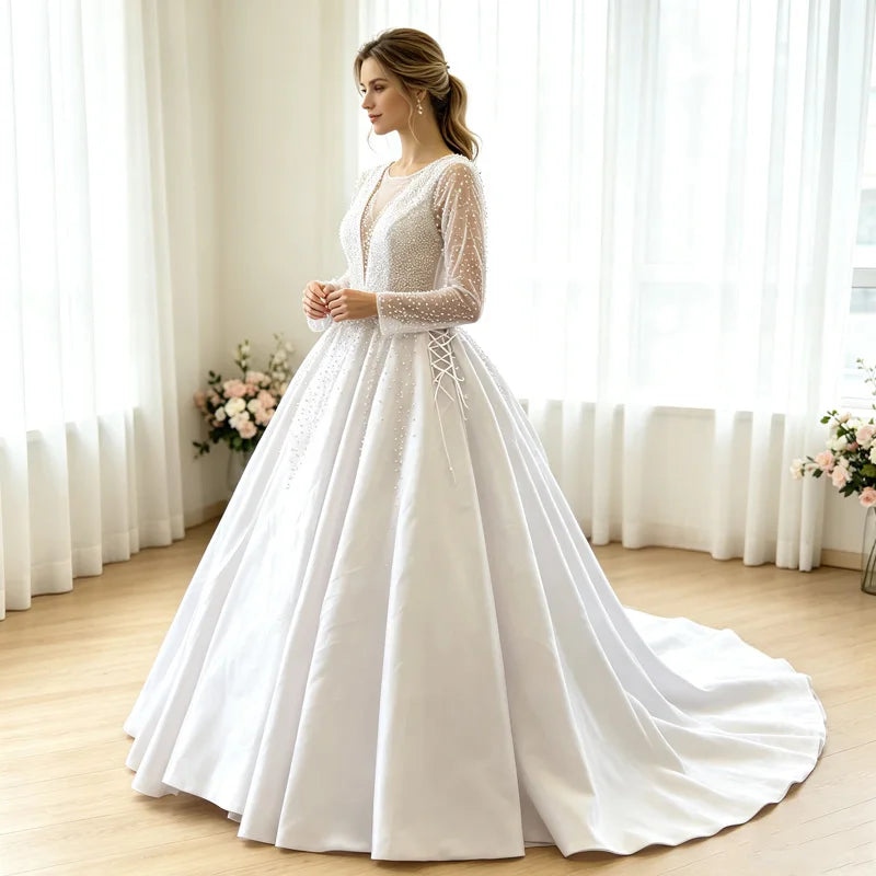 Summer Fashion White Bridal Gowns New High-End Luxury Rhinestone Trailing Formal Dress Women's Wedding Dress