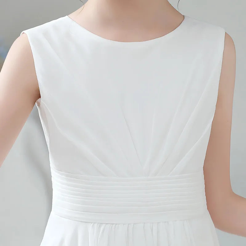 Chiffon Bow-Sash A-Line Flower Girl Dress