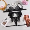 High Quality Sexy Lace Underwear Set Comfortable Breathable Steel Boned Bra Women's 3-piece Set with Underwire Breathable