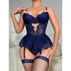 Sexy Roleplay Costume Red Lace Garter Corset for Women for Honeymoon Night Floral Lace Honeymoon Gift