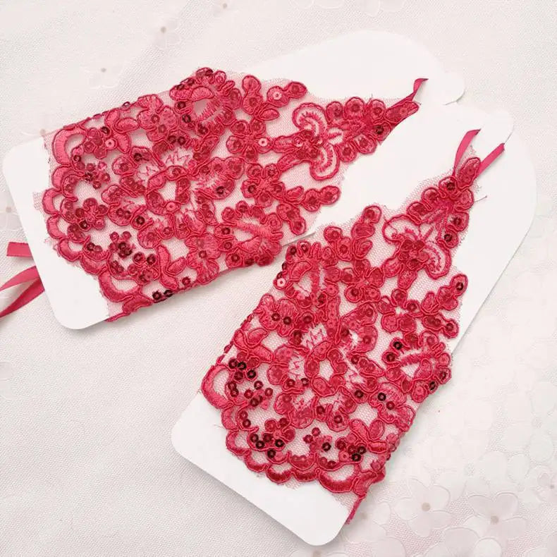 2020 Best-Selling Wedding Gloves Bride Gloves Fingerless Children's Lace Gloves Women White/Red Lace Gloves
