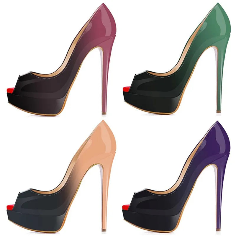 Peep-Toe Platform Stiletto Heels