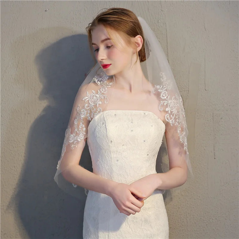 Hot Sell Women Short Tulle Wedding Bridal Veil Lace Women Wedding Veil