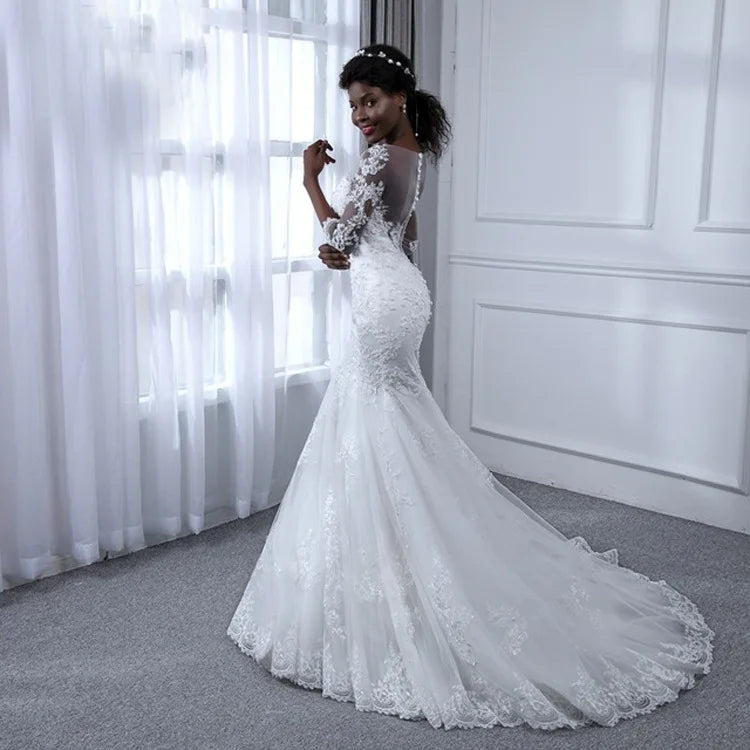 New Style Wedding Gown European and American Fashion Long Trailing Brigade Shot Is Thin and fairy Light Wedding Dress