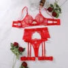 Luxury Lingerie Erotic Outfit Lace Sexy Ladies Underwear Suspender Set Romantic Hot Bilizna Fancy See-through Outfits 4 PCS