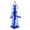 2021 Pajama Robe Sexy Mesh Fur Robe Lingerie Women Valentines Day Lingerie Robe