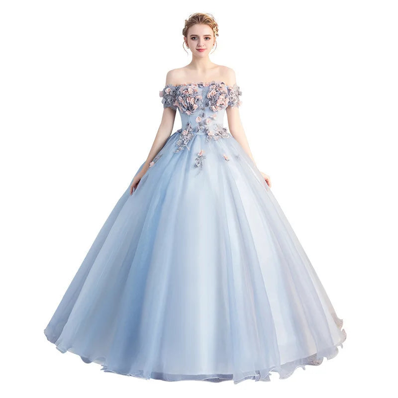 New Evening Dress Floral Organza Bridesmaid Wedding Party Dress 2024 Host Costume Dresses