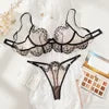High Quality Sexy Exquisite Romantic Black Lace Embroidery Adjustable Women's Lingerie Set