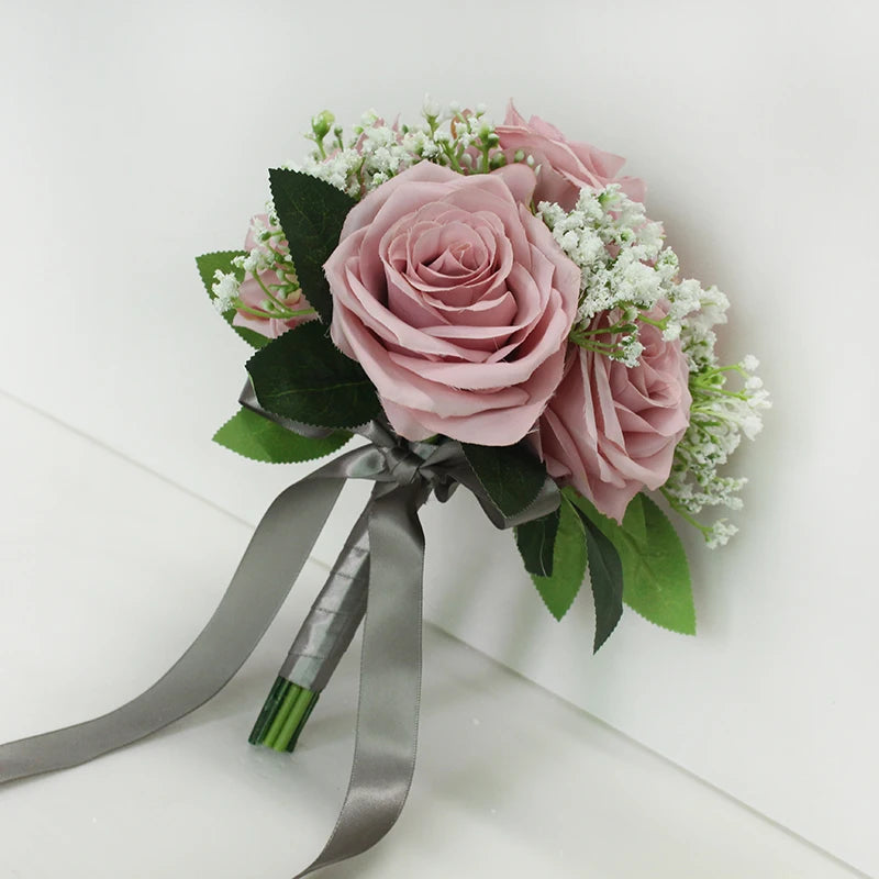 Lovegrace Bride Rose Bouquet Wedding Supplies Bridesmaid Rose Baby's Breath Bouquet Flower Arrangement DIY Home Party Prom Decor