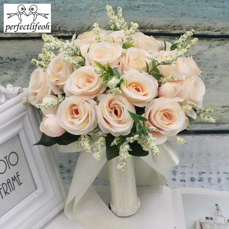 Bridal Bridesmaid Wedding Bouquet Rose Handmade Artificial Bridal Wedding Bouquet Wedding Accessories