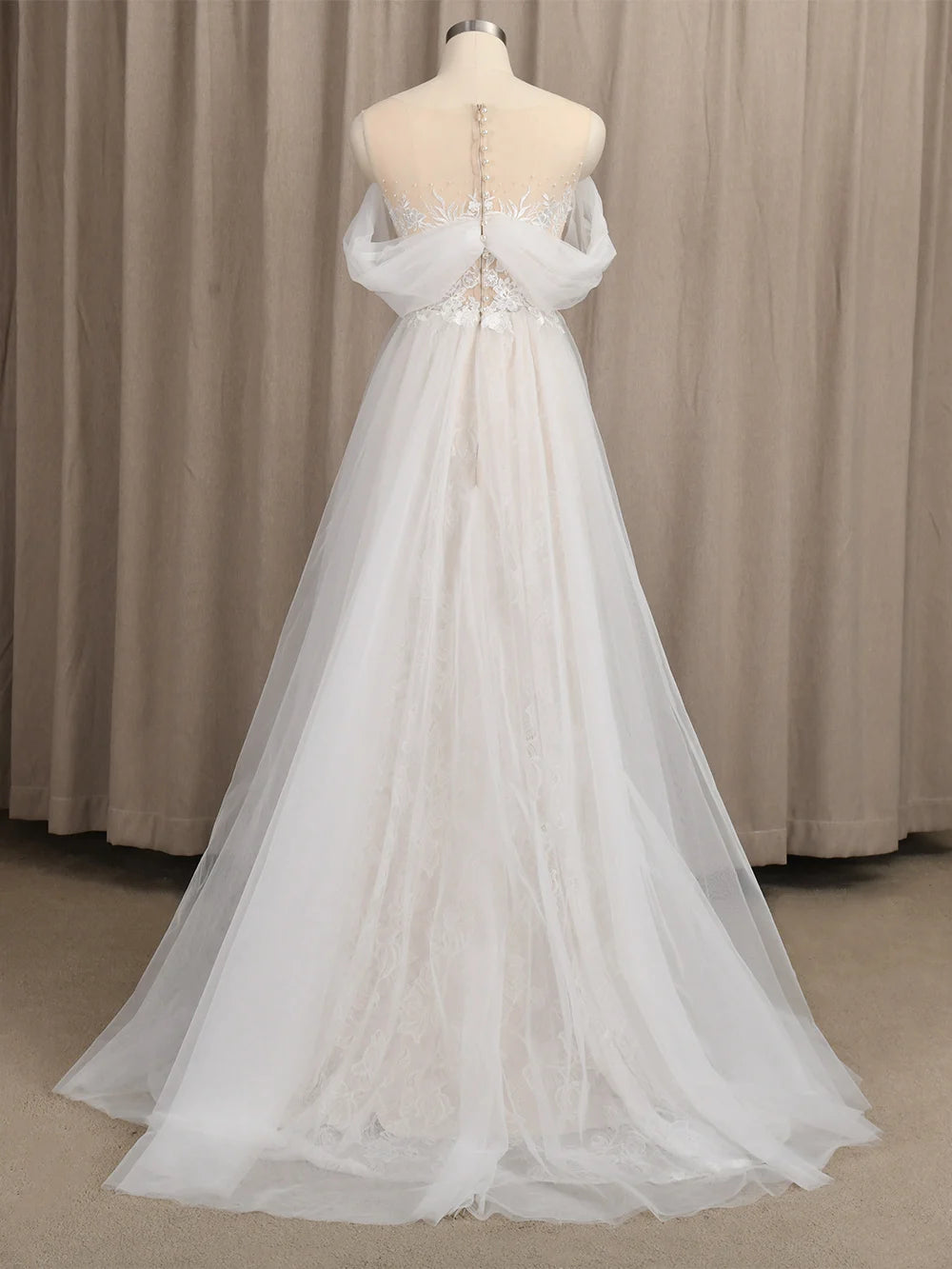 4247# Real Photos Appliques Wedding Dress O-Neck Lace Short Sleeve Illusion Straps Back A-Line Ruched Tulle  Bridal Gown