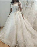 S518A    2025   High Quality Custom Made New Fashion Wholesale Bride Lace Long Sleeve Custom Wedding Dress Bridal Gown