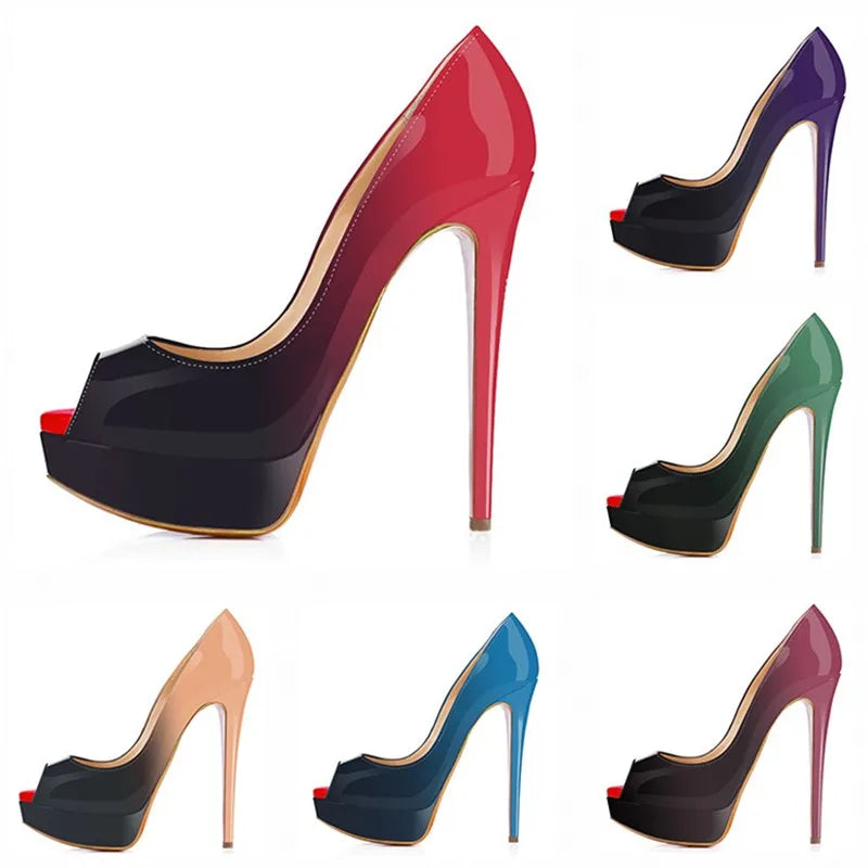 Peep-Toe Platform Stiletto Heels