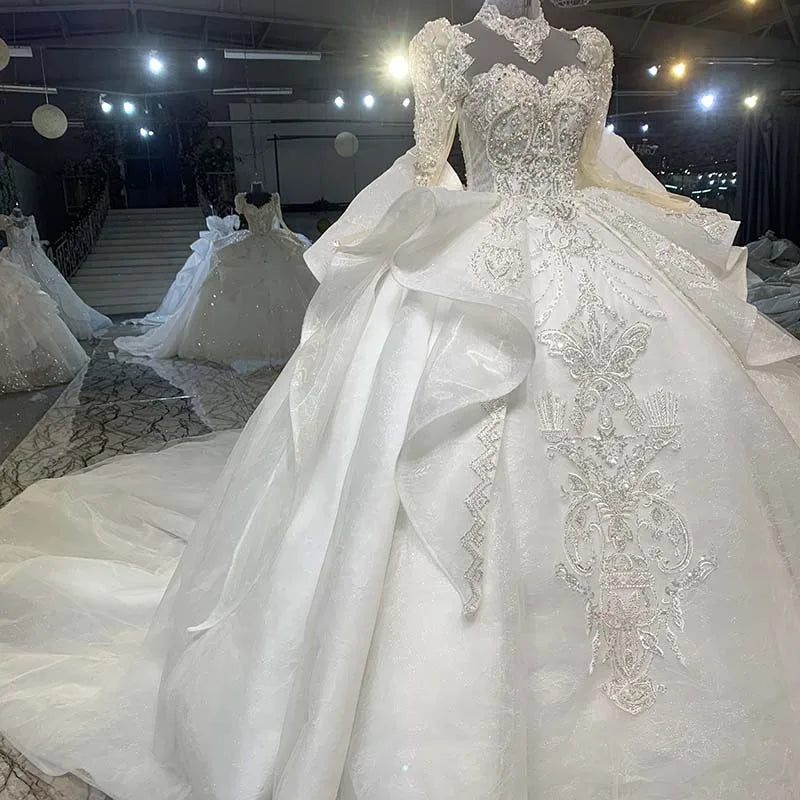 Jancember MN127 Elegant Applique Crystals Wedding Dresses