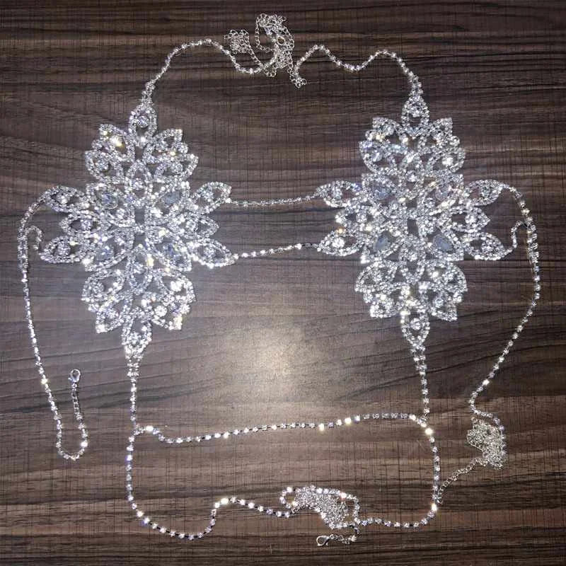 New  Jewelry Crystal Sexy Rhinestone Lingerie Size Body Chain Women Underwear 2 Piece Womens Erotic Lingeries Bra Panties Sets