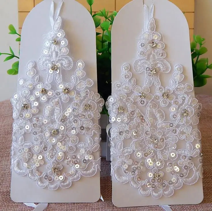 2020 Best-Selling Wedding Gloves Bride Gloves Fingerless Children's Lace Gloves Women White/Red Lace Gloves