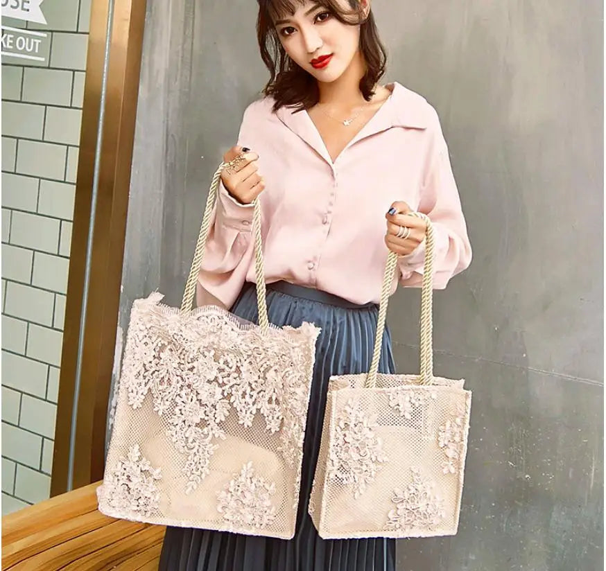 NEW Lace Ladies Handbag Summer Beach Wedding Bridal Party Hand Bag Bolsa Feminina Women's Shoulder Bag Shopping Bag