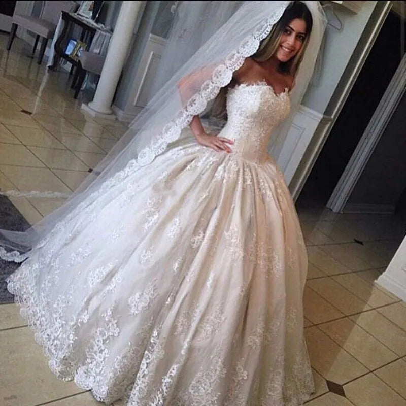 NE135 Robe De Mariage Ball Gown Wedding Dresses Lace Princess Wedding Gown Vestido De Casamento Vintage Wedding Dress