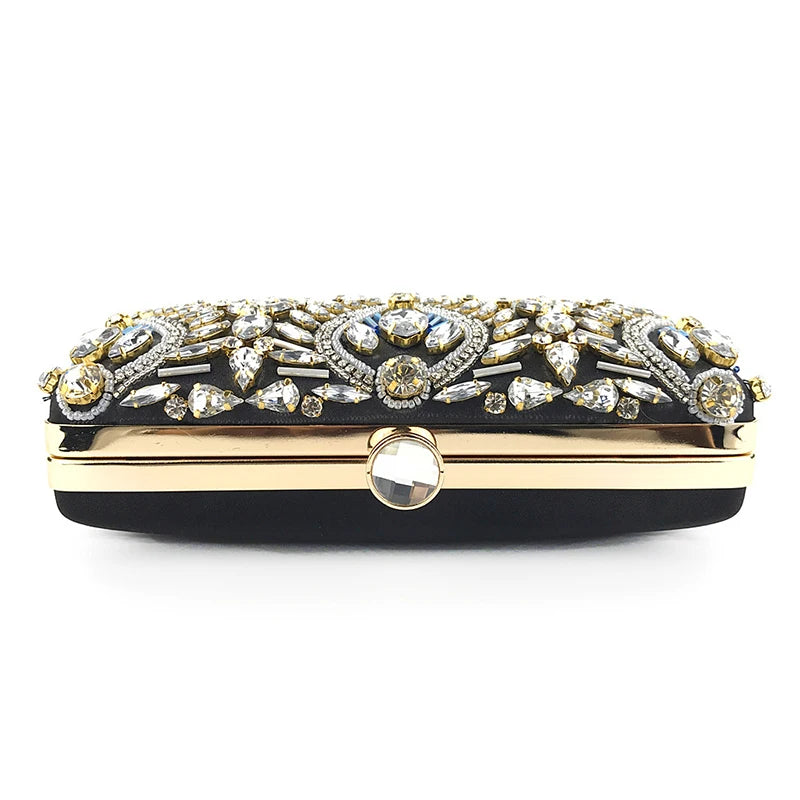 Diamond Pearl Beaded Chain Clutch