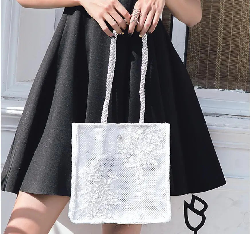 NEW Lace Ladies Handbag Summer Beach Wedding Bridal Party Hand Bag Bolsa Feminina Women's Shoulder Bag Shopping Bag