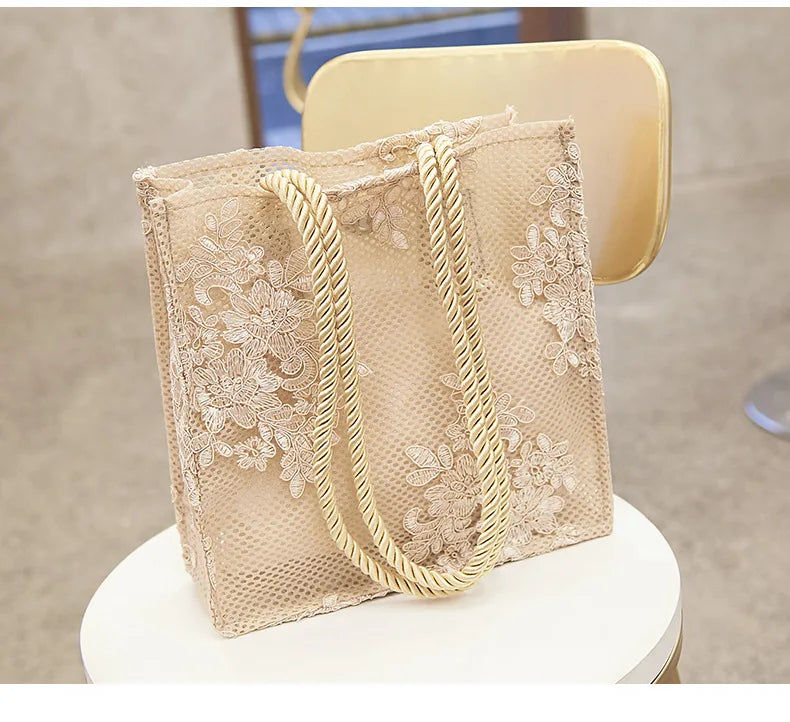 NEW Lace Ladies Handbag Summer Beach Wedding Bridal Party Hand Bag Bolsa Feminina Women's Shoulder Bag Shopping Bag