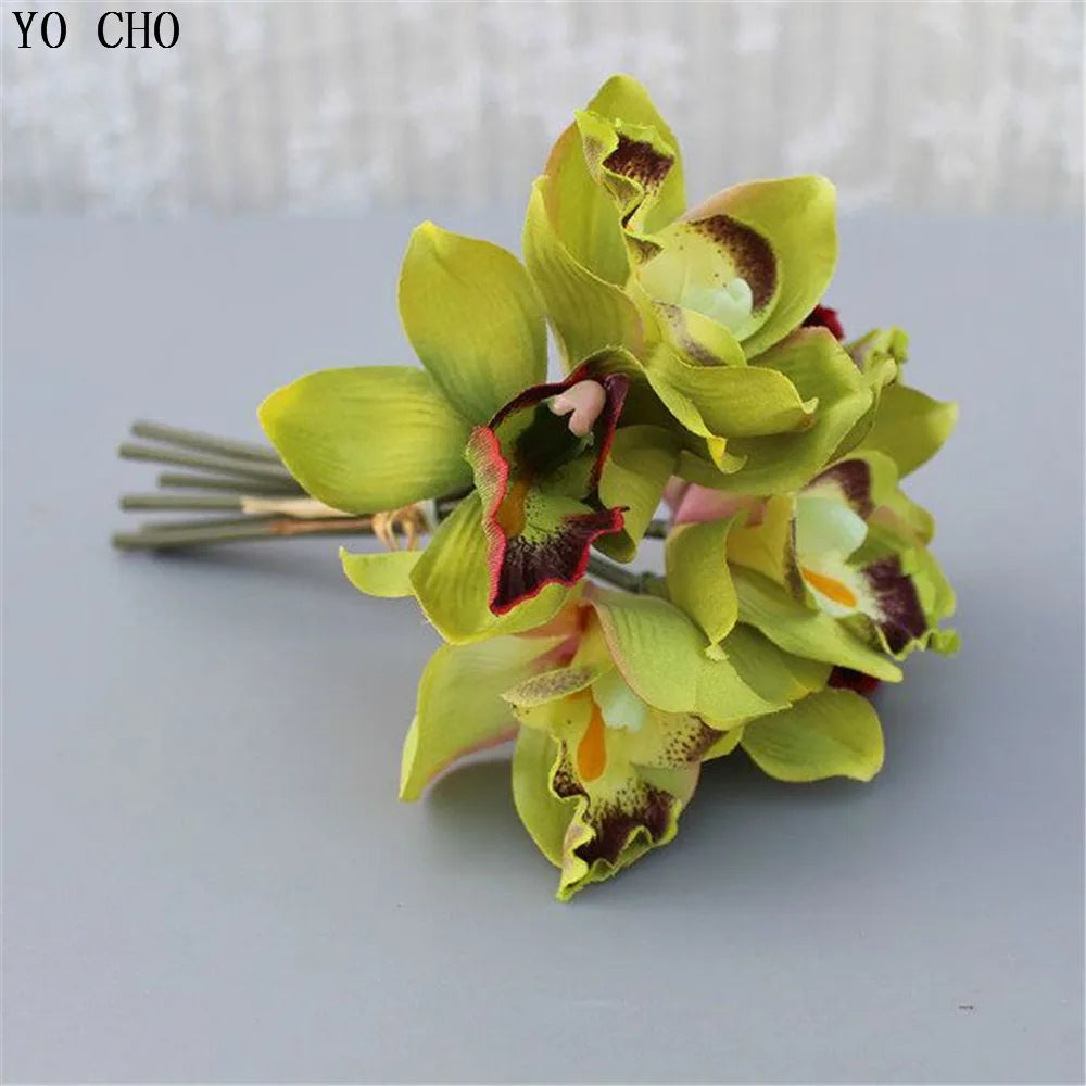 7 Head Wedding Decoration Mariage Orchid Artificial Flower Decorative Silk Voilet Bridal Bouquet Home Decoration Accessories