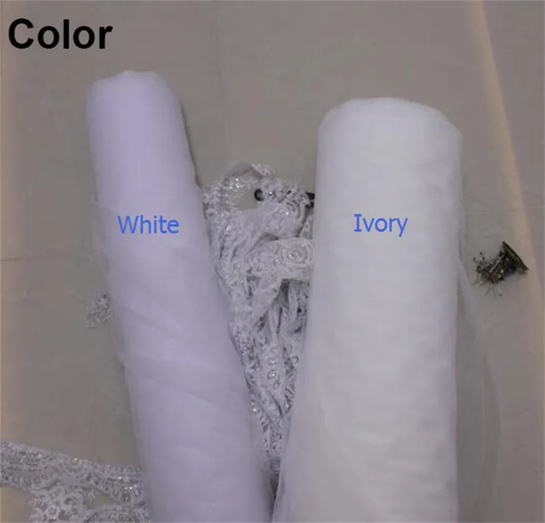 Bling Sequins Lace Appliques Wedding Veil 3 Meters Long Bridal Veil One Layer Cathedral Veil for Bride Wedding Accessories