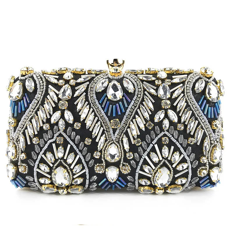 Diamond Pearl Beaded Chain Clutch