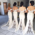 Hot Sale Plus Size Maid of Honor Off Shoulder V-neckline Cocktail Party  Lace Mermaid Bridesmaid Dresses MBA350