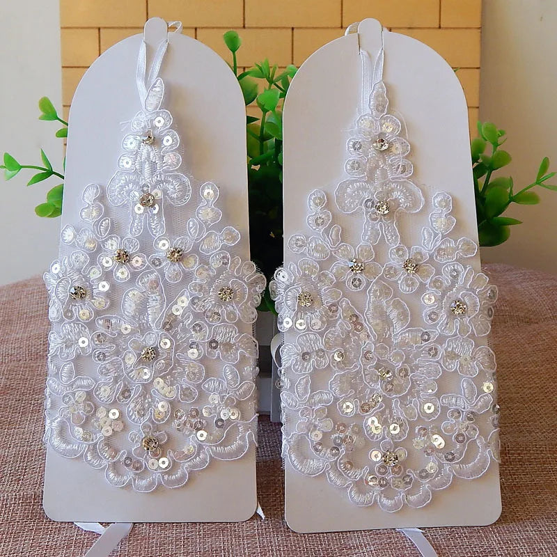 2020 Best-Selling Wedding Gloves Bride Gloves Fingerless Children's Lace Gloves Women White/Red Lace Gloves