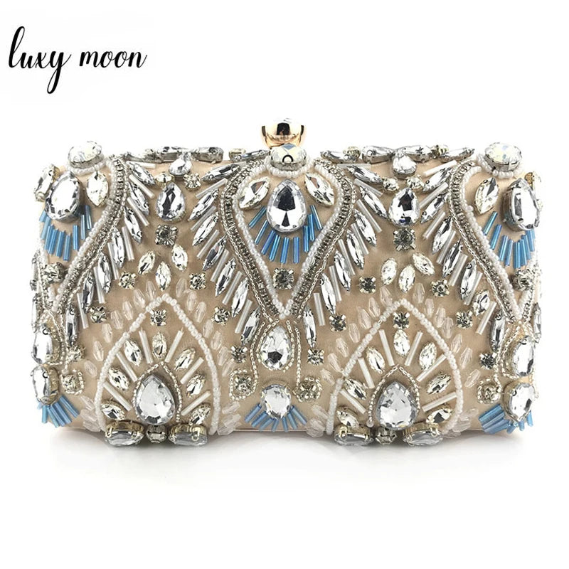 Diamond Pearl Beaded Chain Clutch