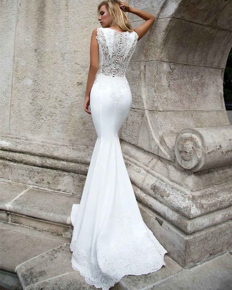 White Wedding Gown Bridal Dress Robe De Mariage 2023 Lace Wedding Dress Bridal Gowns African Mermaid Bridal Gown