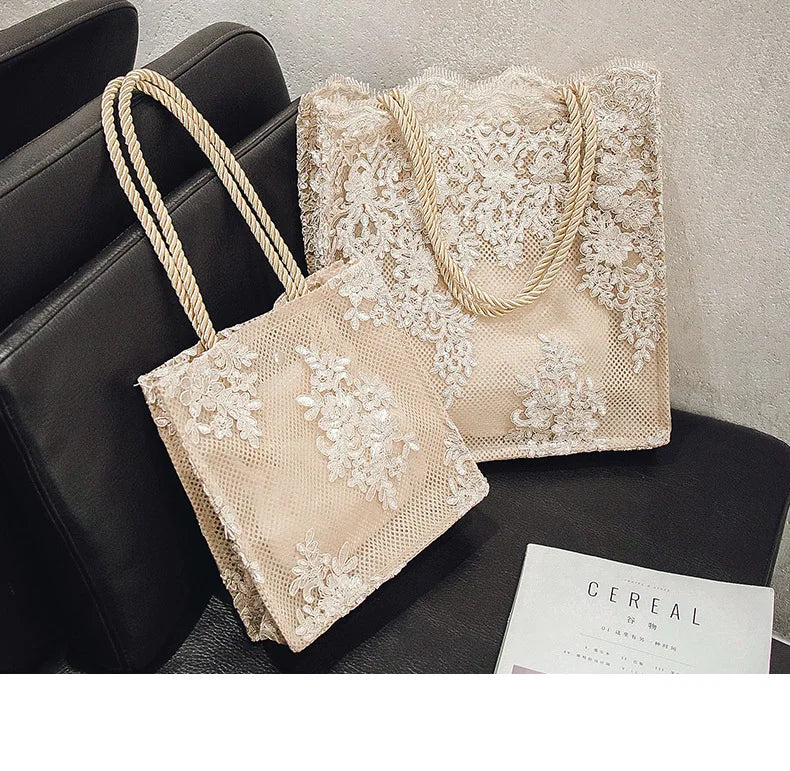 NEW Lace Ladies Handbag Summer Beach Wedding Bridal Party Hand Bag Bolsa Feminina Women's Shoulder Bag Shopping Bag