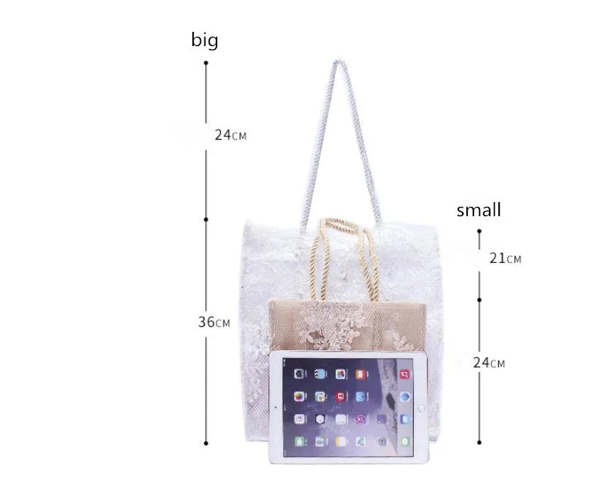NEW Lace Ladies Handbag Summer Beach Wedding Bridal Party Hand Bag Bolsa Feminina Women's Shoulder Bag Shopping Bag