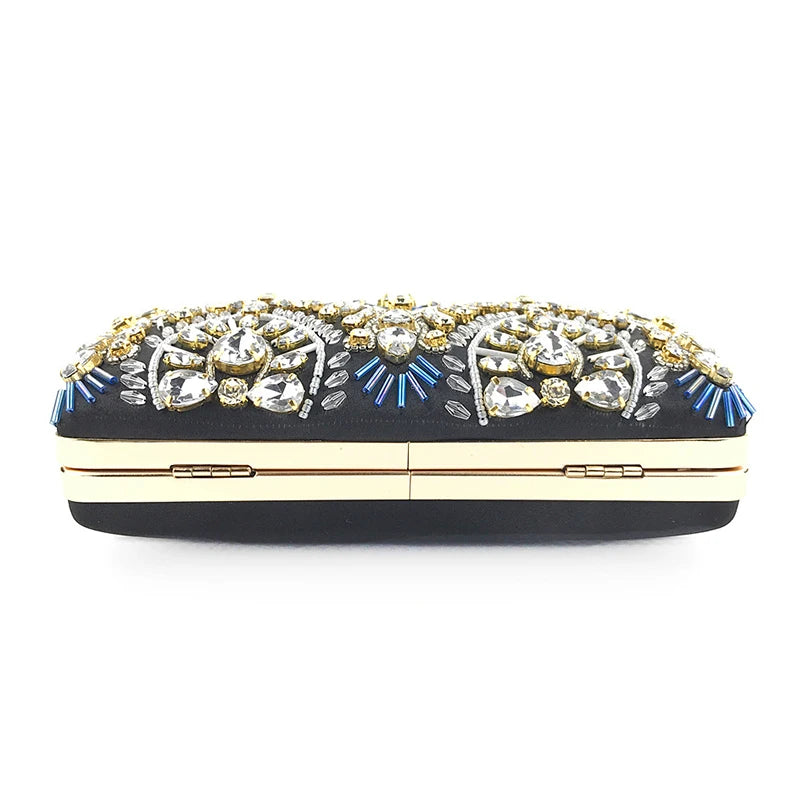 Diamond Pearl Beaded Chain Clutch