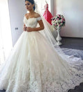 NE119 Elegant Lace Ball Gown Short Sleeve Wedding Dresses  Gelinlik Sweetheart Sheer Back Princess Illusion Bridal Gowns