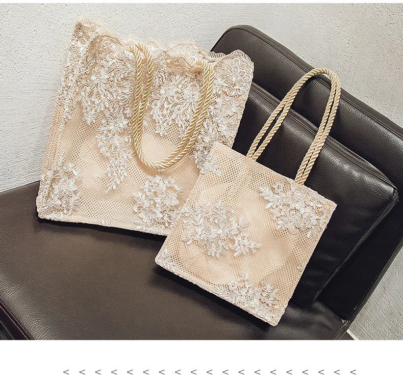 NEW Lace Ladies Handbag Summer Beach Wedding Bridal Party Hand Bag Bolsa Feminina Women's Shoulder Bag Shopping Bag