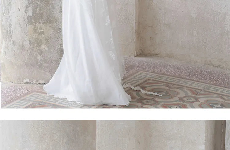 White Lace Halter Lace-Up Spaghetti Strap Floor-Length Bridal Robe Dress  Illusion Beach Vacation Banquet Gown
