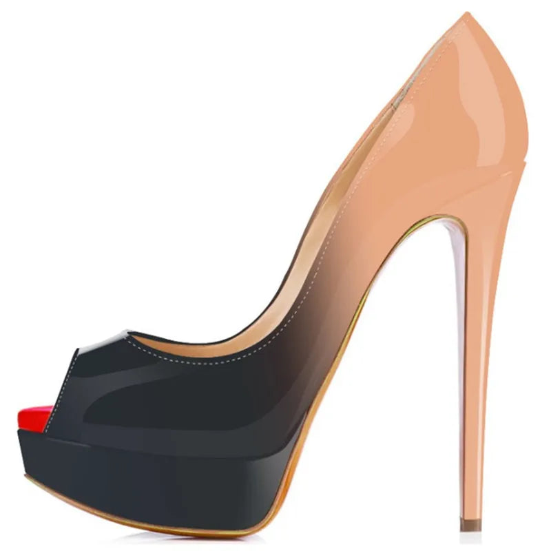 Peep-Toe Platform Stiletto Heels